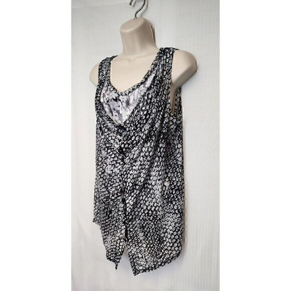 Simply Vera by Vera Wang Women's Button-down Double Layered Shirt Size M Black - Picture 8 of 12